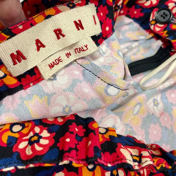 MARNI Pop Garden-Print Crepe Flared-Leg Trousers Size 36 / Small - Picture 8 of 11